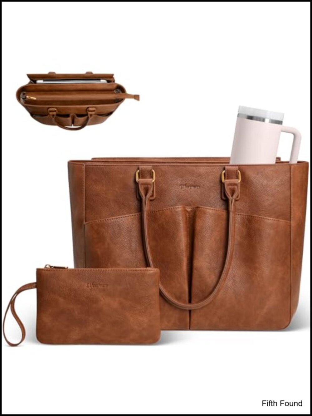 PU Leather Laptop Tote Bag for Women Work Computer